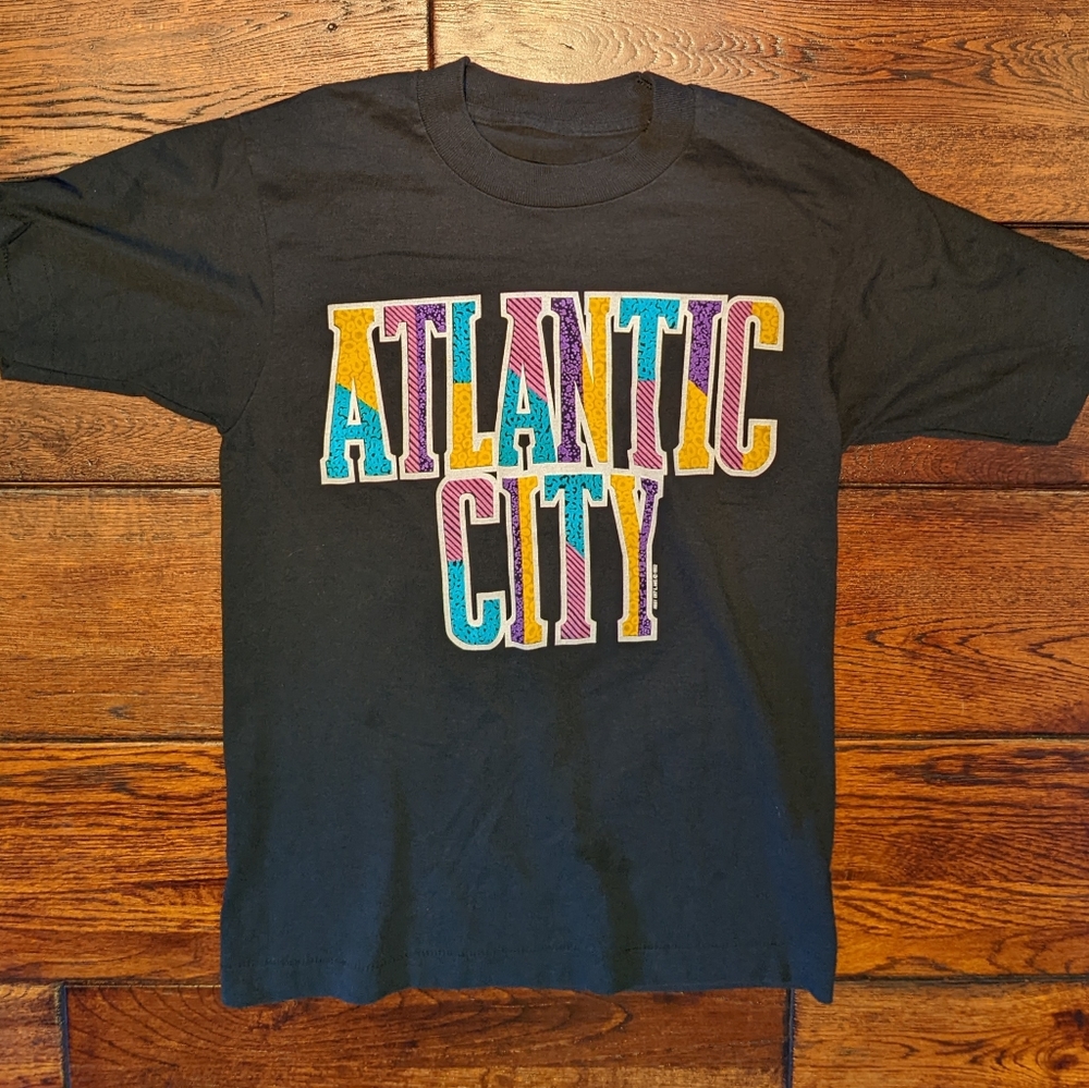 Vintage 1992 Atlantic City Jersey Men's T-Shirt Black Size Small 90s